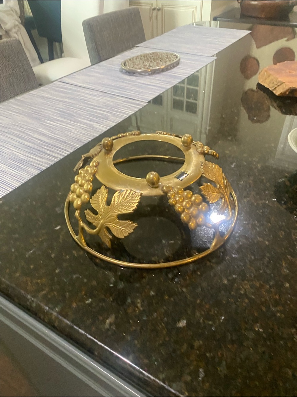 Gold Grape Leaf Decorative  salad brass vintage ambrosia holder bowl